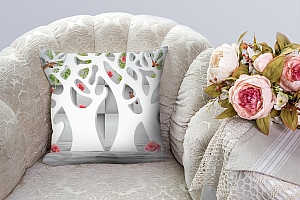 3D Подушка «Абстрактные белые деревья над водой» вид 3
