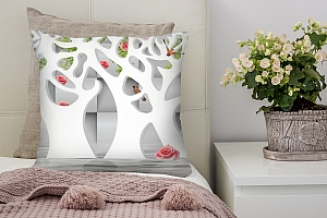 3D Подушка «Абстрактные белые деревья над водой» вид 2