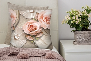 3D Подушка «Барельефная композиция с розами» вид 3