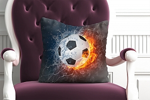 3D Подушка «Огненный футбольный мяч» вид 3