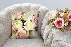 3D Подушка «Салатово-розовые розы» вид 3