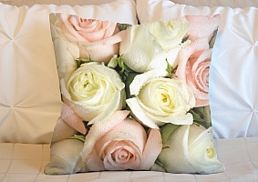 3D Подушка «Салатово-розовые розы» вид 2