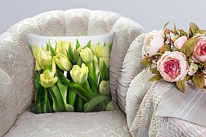 3D Подушка «Нежные желтые тюльпаны» вид 6
