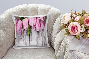 3D Подушка «Тюльпаны на винтажных досках» вид 4