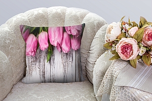 3D Подушка «Тюльпаны на винтажных досках» вид 6