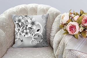 3D Подушка «Серые цветы» вид 3