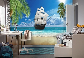 3D Фотообои  «Корабль у берега» 