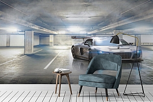 3D Фотообои  «Автомобиль на подземной парковке» 