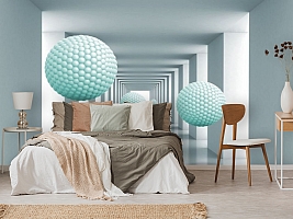 3D Фотообои  «Мятные шары в тоннеле» 