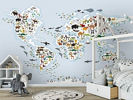 3D Фотообои «Схематичная карта мира»