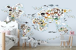 3D Фотообои «Схематичная карта мира»