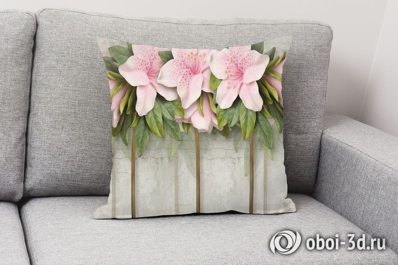 3D Подушка «Бархатистые цветы» вид 3