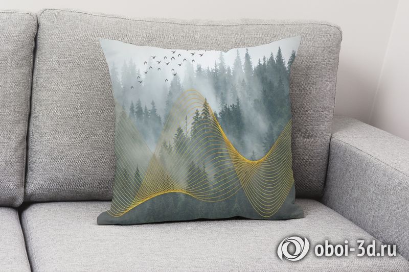3D Подушка  «Туман над лесом» вид 8