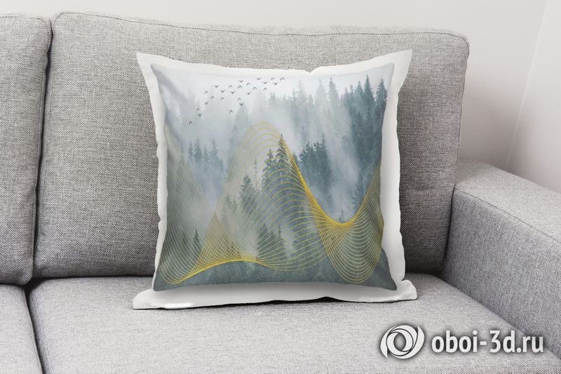 3D Подушка  «Туман над лесом» вид 3