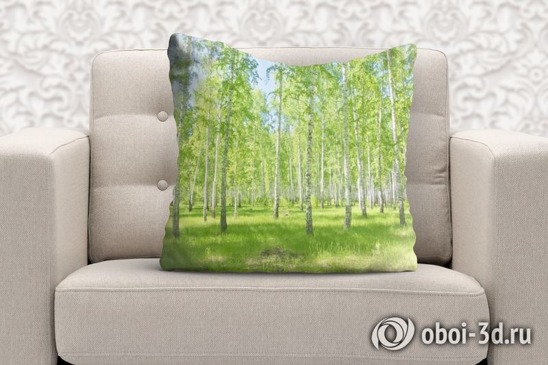 3D Подушка «Березовый лес» вид 3