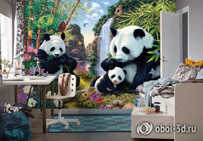3D Фотообои «Семейство панд» вид 4