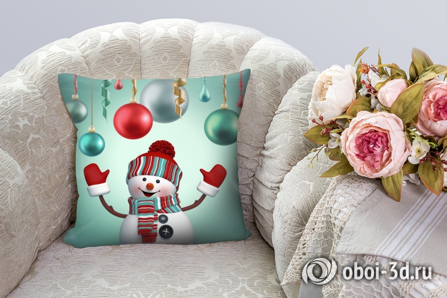 3D Подушка «Счастливый снеговик»  вид 5