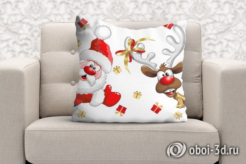 3D Подушка «Санта и олень»  вид 3