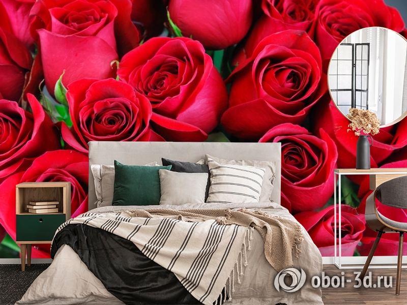 3D Фотообои «Нежные бордовые розы» вид 4