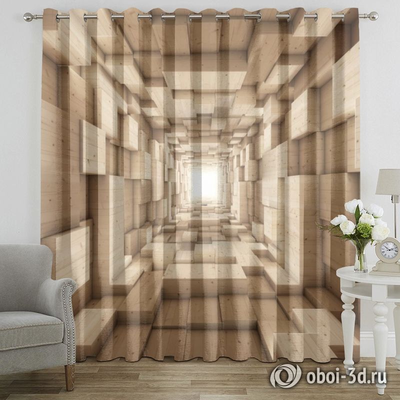 Фотошторы «Тоннель из деревянных кубов» вид 7