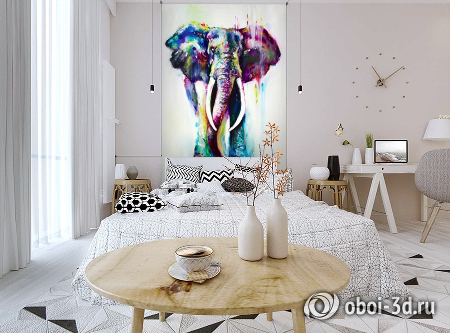 3D Фотообои «Слон акварелью» вид 3