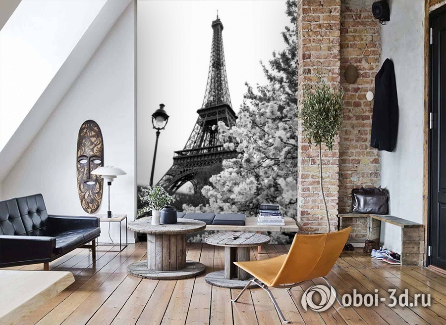3D Фотообои «Цветущие деревья в Париже» вид 7