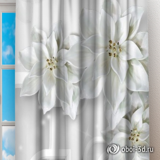 Фотшторы «Белоснежные фарфоровые цветы» вид 2