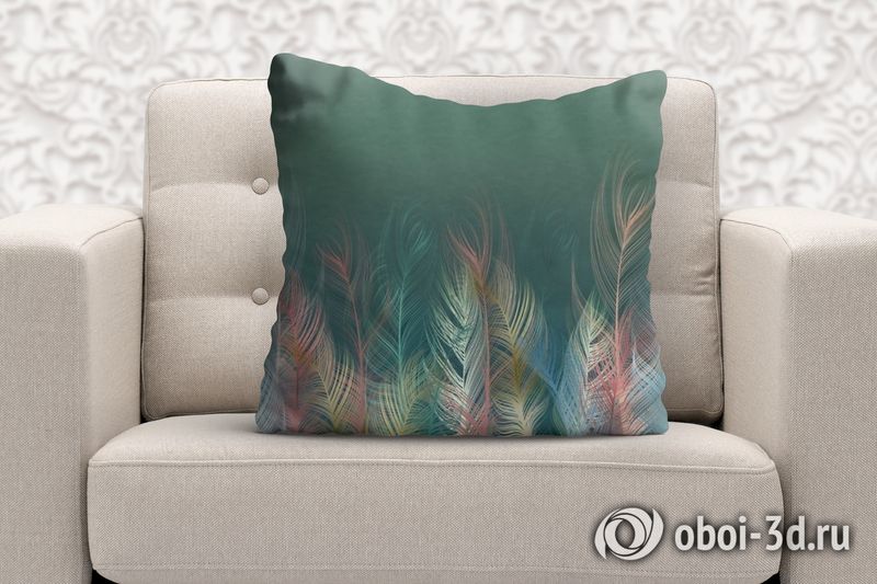 3D Подушка «Тропические перья» вид 6