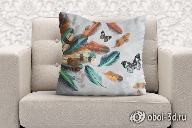 3D Подушка «Бабочки в ярких перьях» вид 6