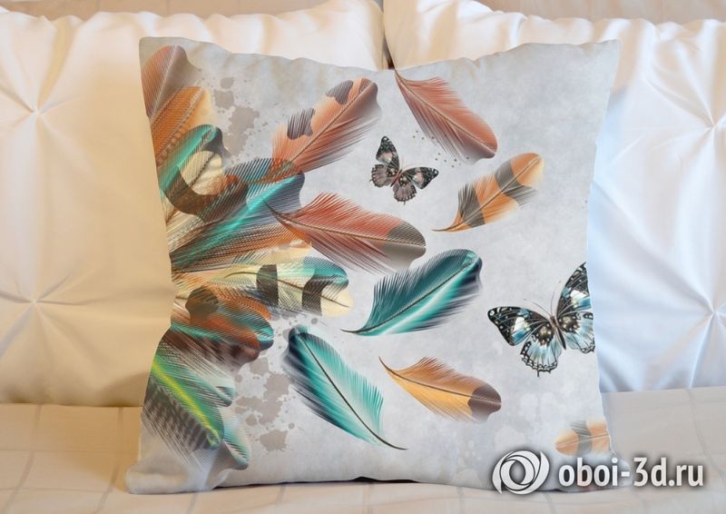 3D Подушка «Бабочки в ярких перьях» вид 5