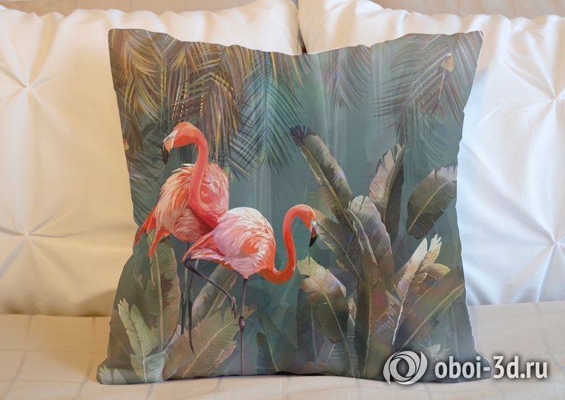 3D Подушка «Фламинго в тенистых тропиках» вид 5