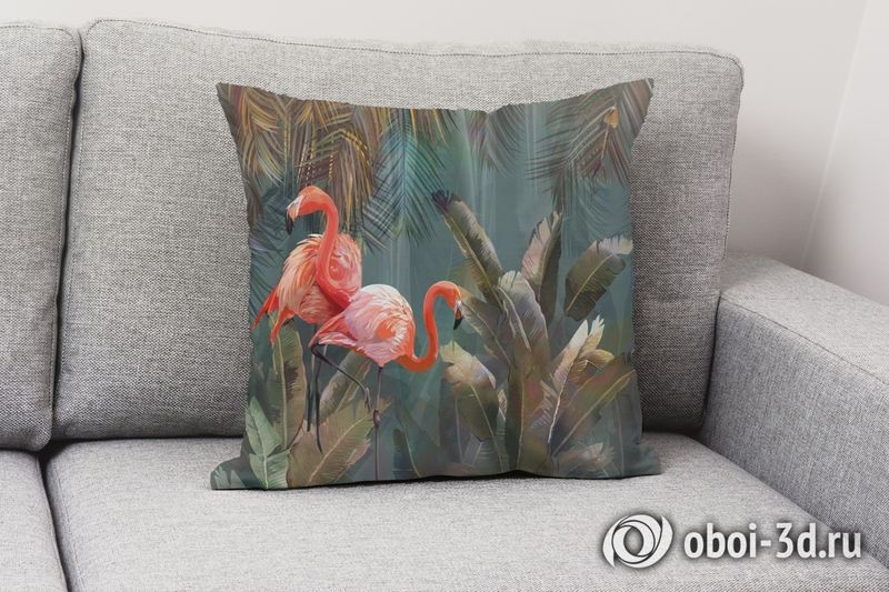 3D Подушка «Фламинго в тенистых тропиках» вид 2