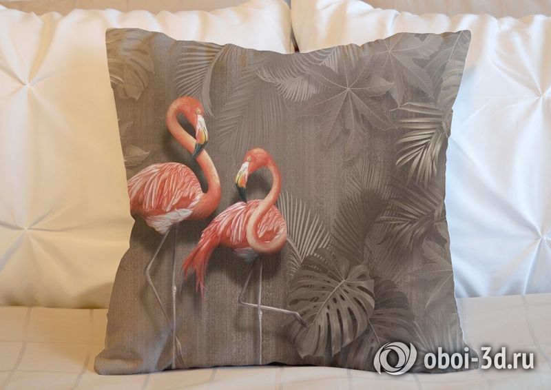 3D Подушка «Фламинго в тропической листве» вид 5