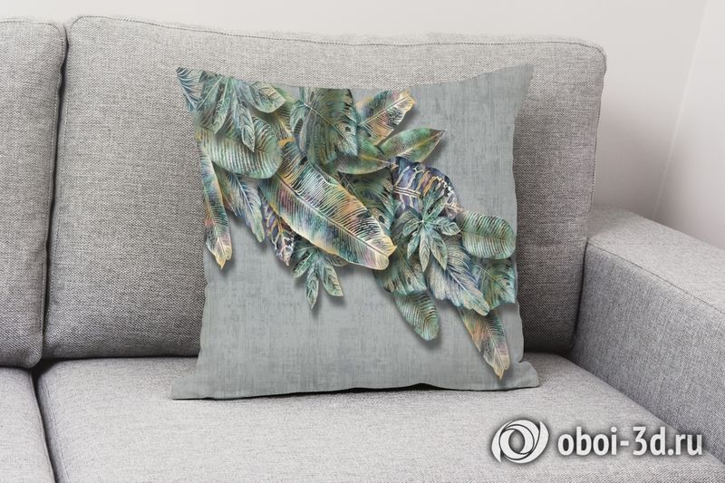 3D Подушка «Букет из неоновых листьев» вид 2