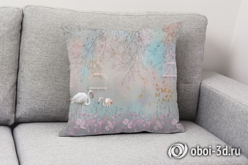3D Подушка «Фламинго в розовом лесу» вид 2