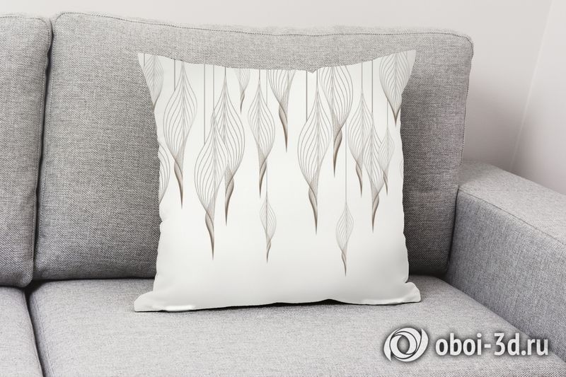 3D Подушка «Ниспадающие ажурные листья на белом» вид 2