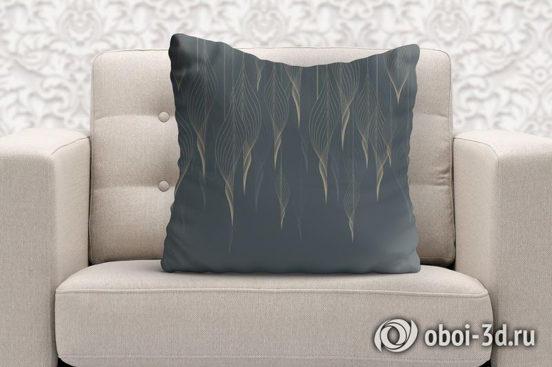 3D Подушка «Золотые ниспадающие листья на нефритовом фоне» вид 6