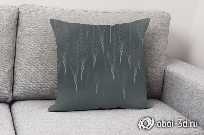 3D Подушка «Золотые ниспадающие листья на нефритовом фоне» вид 2