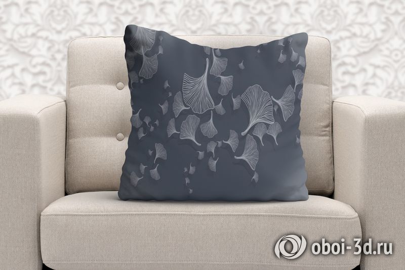 3D Подушка «Круговорот из цветочных зонтиков на тёмном» вид 6