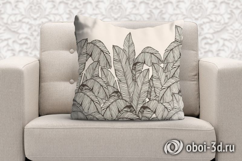3D Подушка «Раскидистые листья на кремовом фоне» вид 6