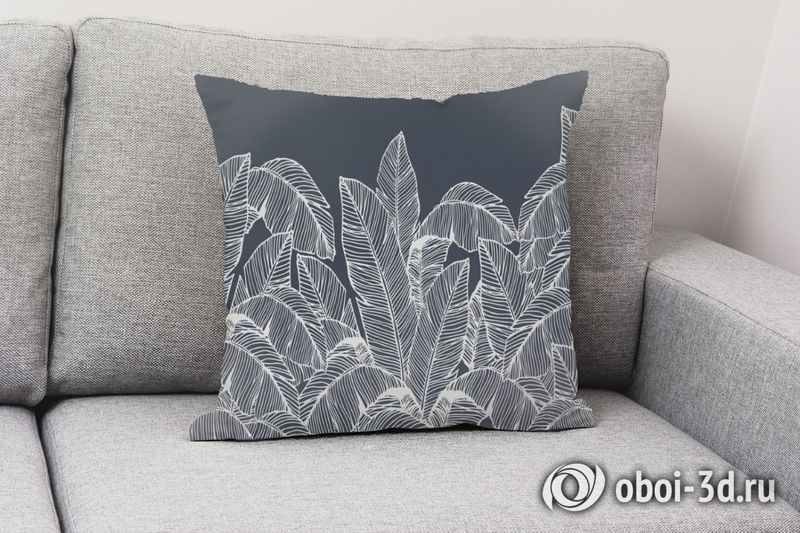 3D Подушка «Раскидистые листья в тёмных тонах» вид 2