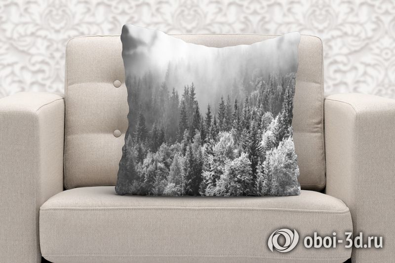 3D Подушка «Заснеженный туманный лес» вид 6