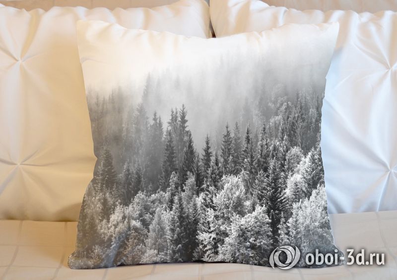 3D Подушка «Заснеженный туманный лес» вид 5