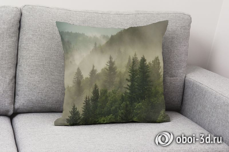 3D Подушка «Туманный закат в лесу» вид 2