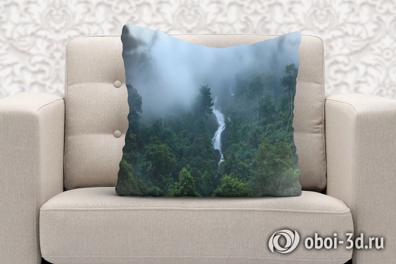 3D Подушка «Водопад в туманном лесу» вид 6