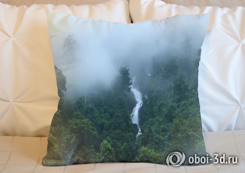 3D Подушка «Водопад в туманном лесу» вид 5