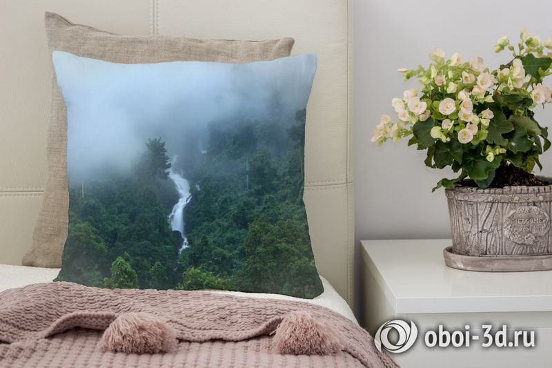 3D Подушка «Водопад в туманном лесу» вид 4