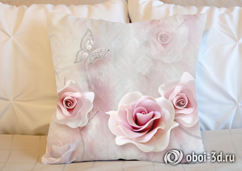 3D Подушка «Розы с ювелирной бабочкой» вид 5