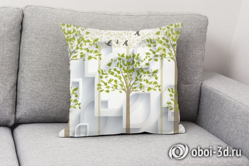 3D Подушка «Абстрактная композиция с деревьями» вид 2