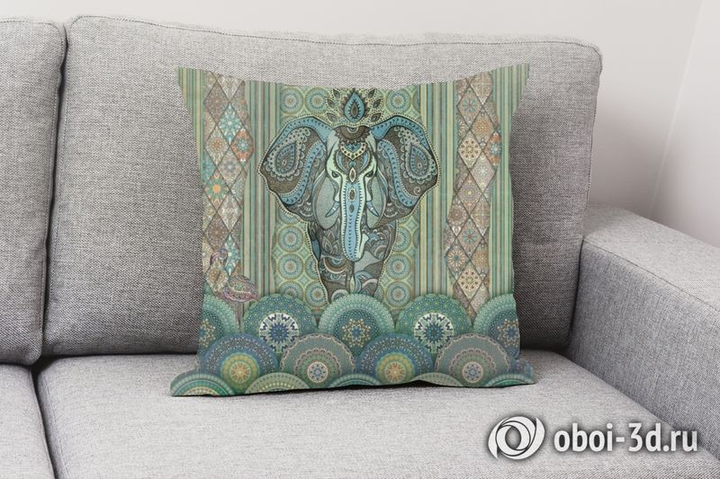 3D Подушка «Величественный слон в этническом стиле» вид 2